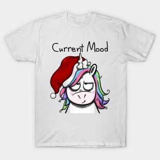 Christmas Unicorn in Quite a Mood - Light T-Shirt